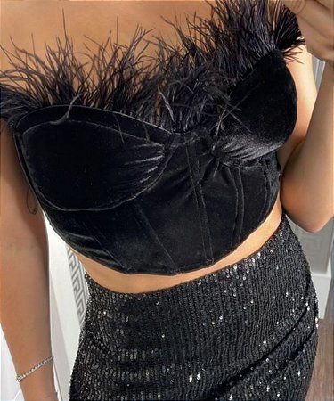 Corset em Veludo Hollywood Preto