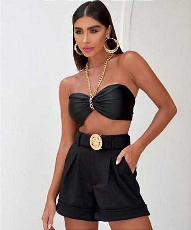 Shorts em Crepe Suzanne