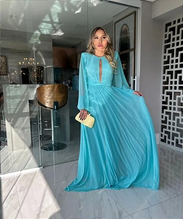 Vestido Longo Kelly Azul Tiffany