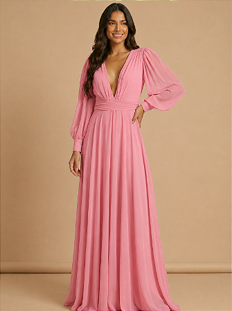 Vestido Longo Atena Rosa