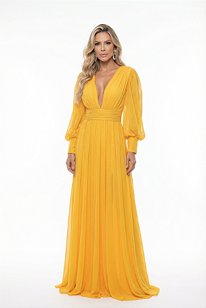 Vestido Longo Atena Amarelo Escuro