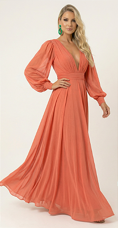 Vestido Longo Atena Coral