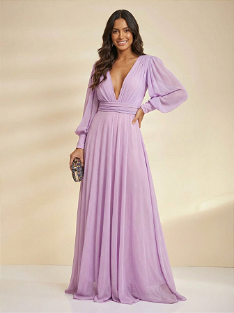 Vestido Longo Atena Lilas
