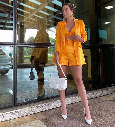 Conjunto em Alfaiataria Ariella Amarelo