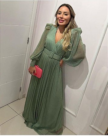 Vestido Longo Bruna Verde Seco