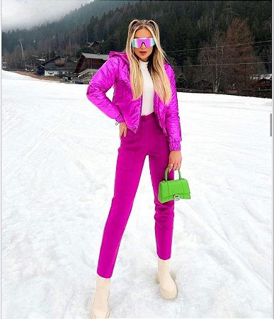 Jaqueta Metalizada Puffer Pink
