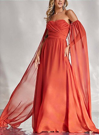 Vestido Longo Grego Terracota