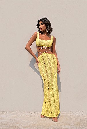 Conjunto Em Tricot Avery amarelo
