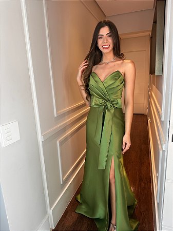 Vestido Longo Natacha Verde Oliva
