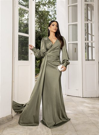 Vestido longo Siena Verde Oliva