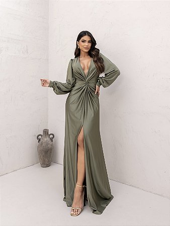 Vestido longo Viena Verde Oliva