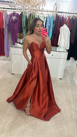 Vestido Longo Beatrice Terra Cota