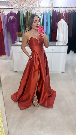 Vestido Longo Beatrice Terra Cota