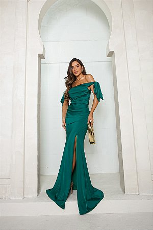 Vestido longo Pillar Verde Esmeralda.