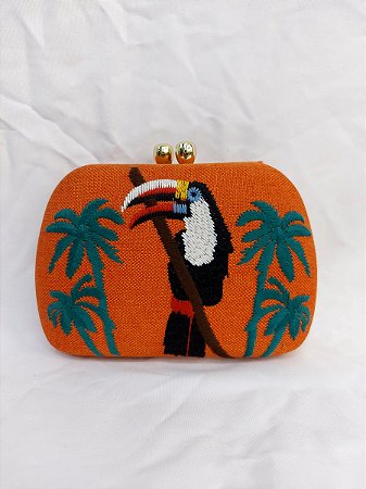 Bolsa Clutch Tucano Bordada Laranja