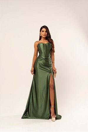Vestido Longo Fiorela Verde Oliva