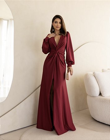 Vestido longo Viena Marsala