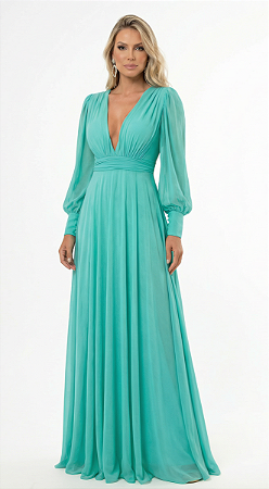 Vestido Longo Atena Verde Tiffany