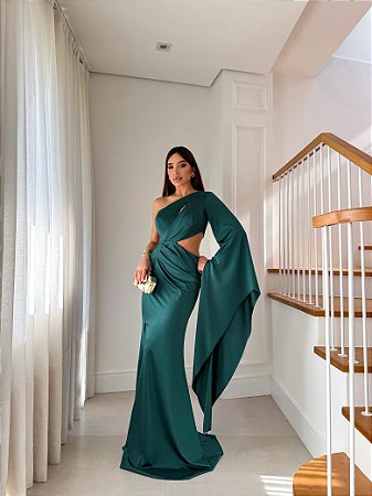Vestido Longo Romana Verde Esmeralda