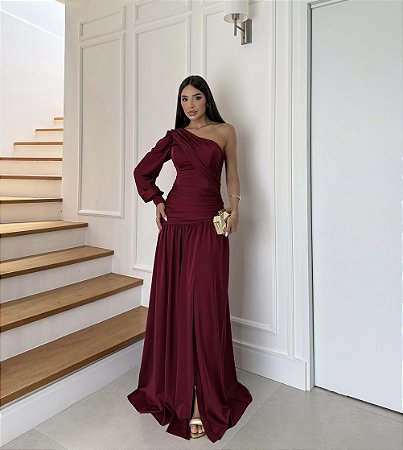 Vestido Longo Zayan Marsala