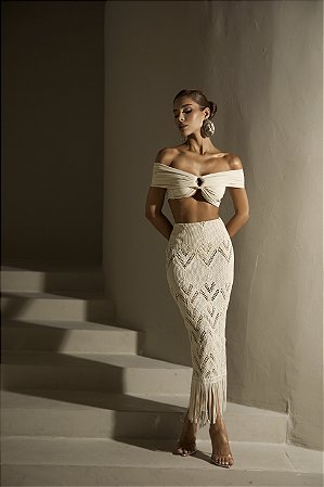Conjunto Saia e Cropped Lore Nude