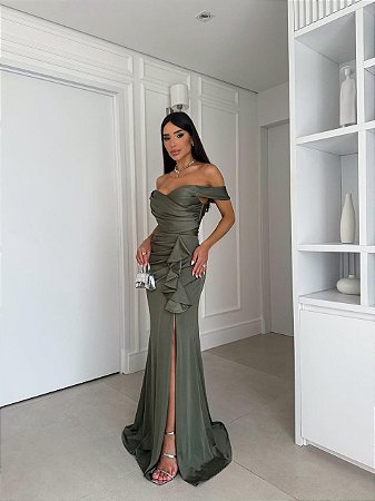 Vestido Longo Nuance Verde Oliva
