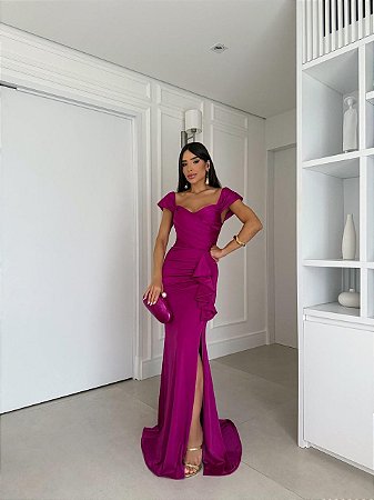 Vestido Longo Nuance fúcsia