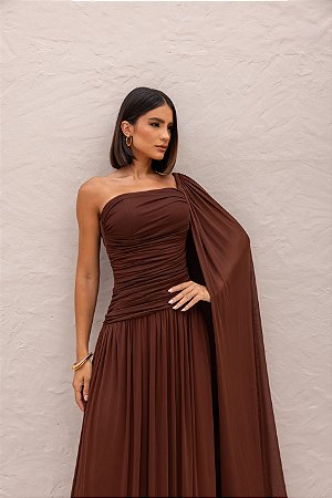 Vestido Longo Versailles Marrom