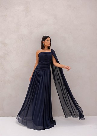 Vestido Longo Versailles Azul Marinho