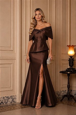 Vestido Longo Imperiale Marrom