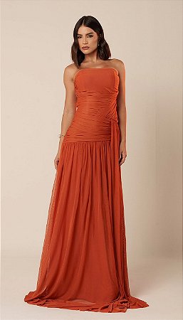 Vestido Longo Tomara que Caia Amalfi Terra Cota