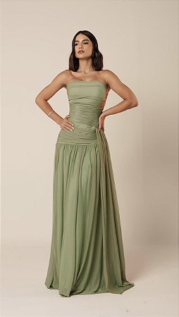 Vestido Longo Tomara que Caia Amalfi Verde Menta