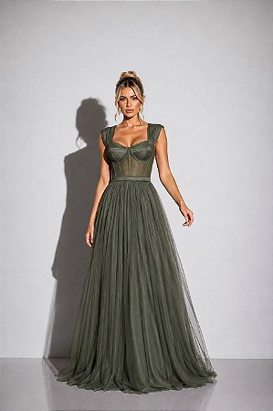 Vestido Longo Anastasia Verde Oliva