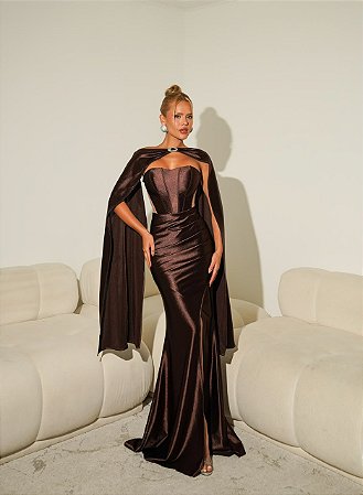 Vestido Longo Cleópatra Marrom