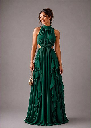 Vestido Longo Antonela Verde Esmeralda