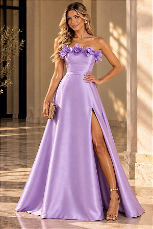 Vestido Longo Tomara que Caia Zebeline Lavínia Lilás