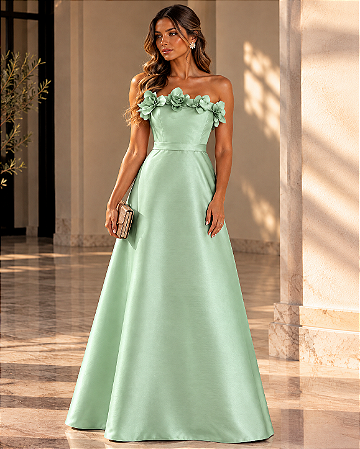 Vestido Longo Tomara que Caia Zebeline Lavínia Verde menta