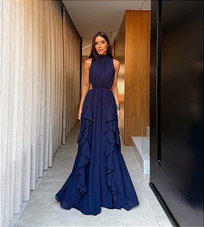 Vestido Longo Antonela Azul Marinho