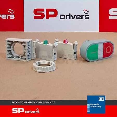 BOTAO CEW-BDM-11000000 DUPLO ECONOMICO PULSADOR 22 mm DE RESINA TERMOPLASTICA Ui=690 Volts