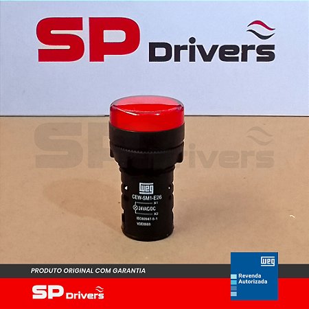 SINALEIRO CEW-SM1-E26 MONOBLOCO VERMELHO 22 mm DE RESINA TERMOPLASTICA 24V 50/60Hz-CC