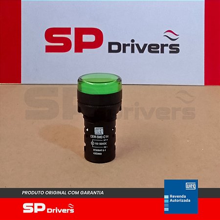 SINALEIRO CEW-SM2-C14 MONOBLOCO VERDE 22 mm DE RESINA TERMOPLASTICA 130Vcc
