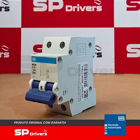 MINIDISJUNTOR TERMOMAGNETICO MDW-C 10A 2 POLOS 230/400VCA 3kA