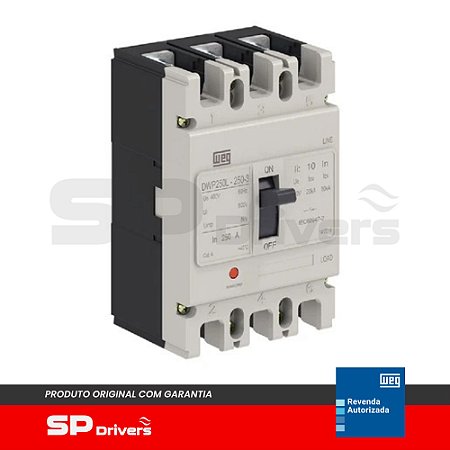 DISJUNTOR EM CAIXA MOLDADA DWP250 20 kA (400 VCA) MAGNETICO E TERMICO FIXO 150 A 150 A 3 POLOS