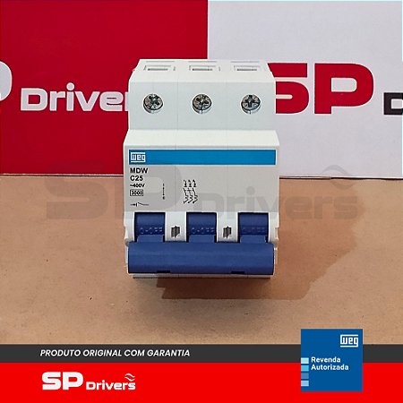 MINIDISJUNTOR TERMOMAGNETICO MDW-C 25A 3 POLOS 230/400VCA 3kA