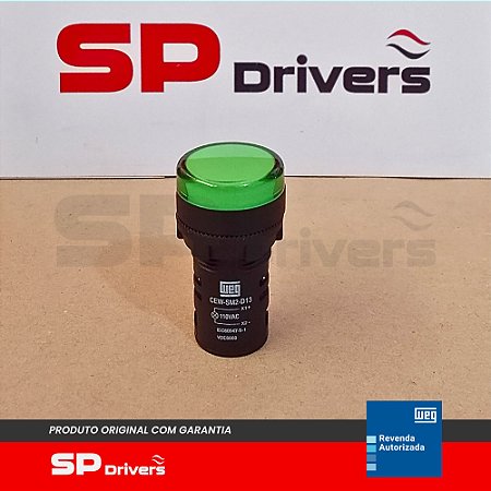 SINALEIRO CEW-SM2-D13 MONOBLOCO VERDE 22MM DE RESINA TERMOPLASTICA 110V 50/60HZ