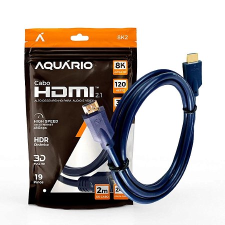 CABO HDMI 8K GOLD 2 METROS 2.1 ULTRA HD 120HZ AQUÁRIO LANÇAMENTO