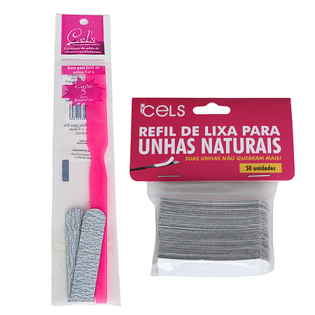 Kit Suporte para Lixa de Unhas Rosa e Refil 50 unidades