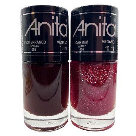 Kit Esmalte Dois Tons Mediterrâneo e Carmim - Anita