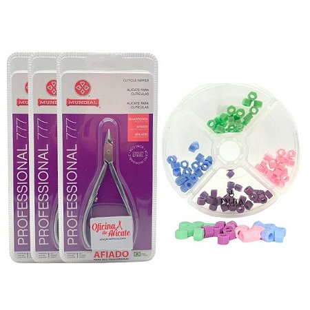 Kit  Com 03 Alicates 777 Mundial Afiado + Kit com 4 cores de Identificadores de Instrumentos Silicone - Candy Colors