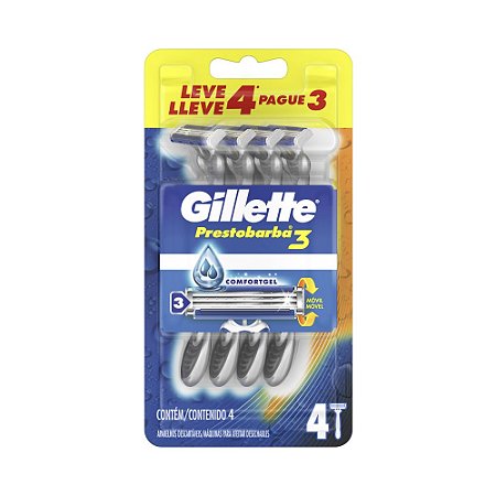 Aparelho De Barbear Gillette Prestobarba 3 Kit c/4 Unidades